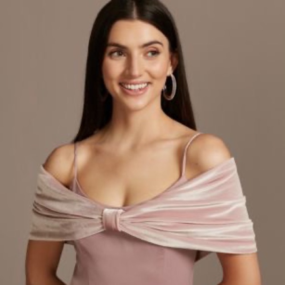 Davids bridal quartz velvet bow wrap